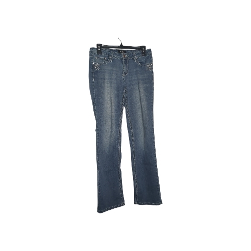 Earl Jeans 6 Avg Medium Wash Straight Leg Embellished Jeans Preppy Coquette